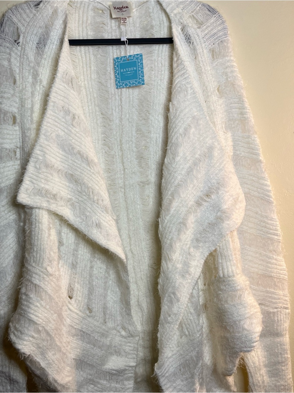 Hayden Los Angeles Cream Open Knit Women's Cardigan - 2XL/3XL